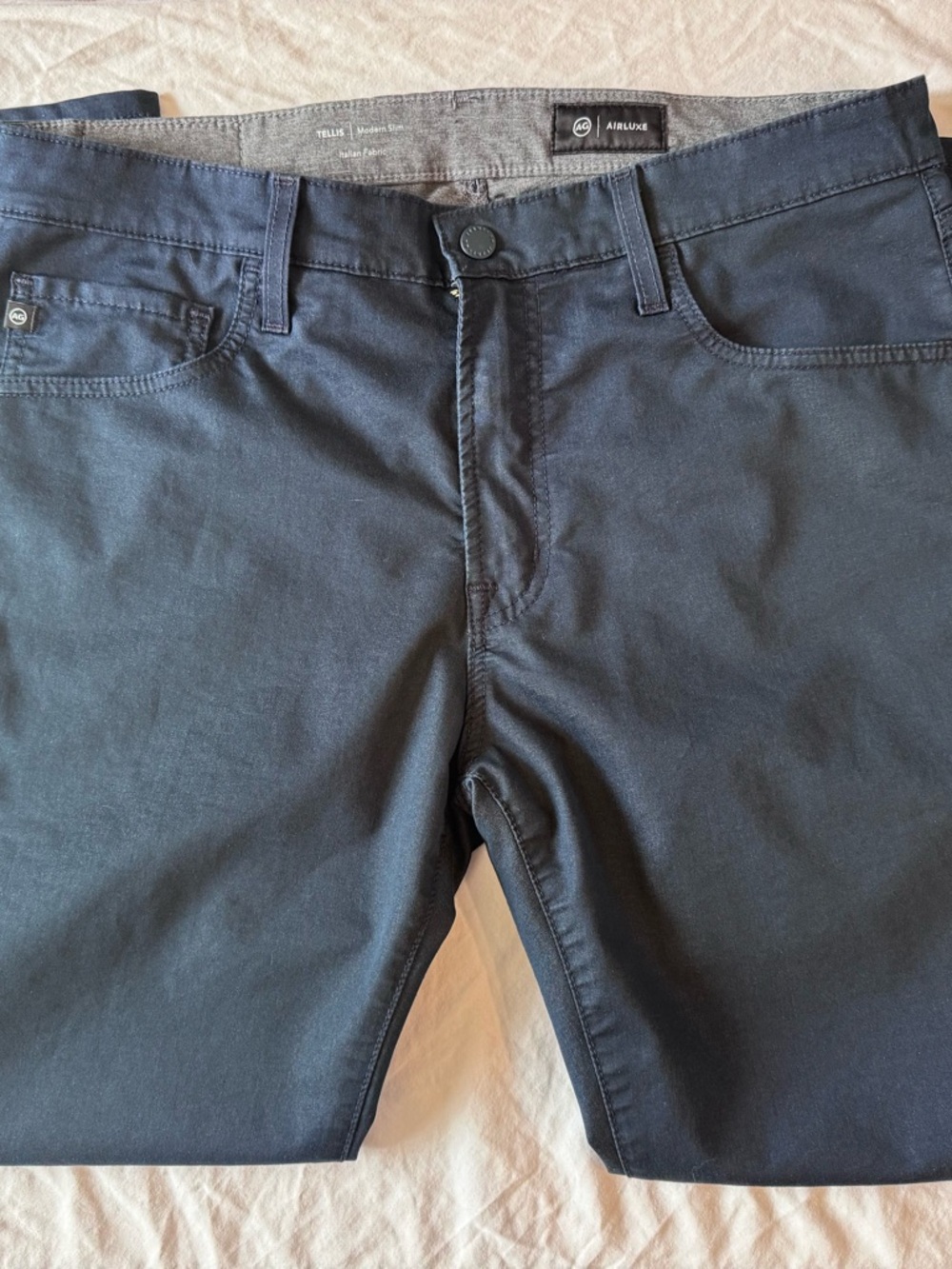 AG ‘Airluxe’ Men’s Navy Trousers - Modern Slim Fit 5 Pocket Style